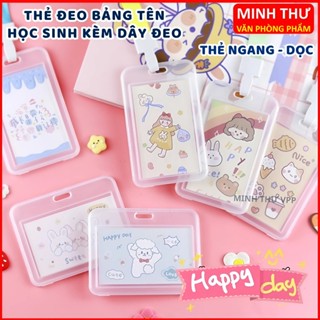 Thẻ đeo bảng tên nhựa trong suốt kèm dây , thẻ học sinh sinh viên nhân viên / vỏ bao thẻ loại ngang - dọc cao cấp