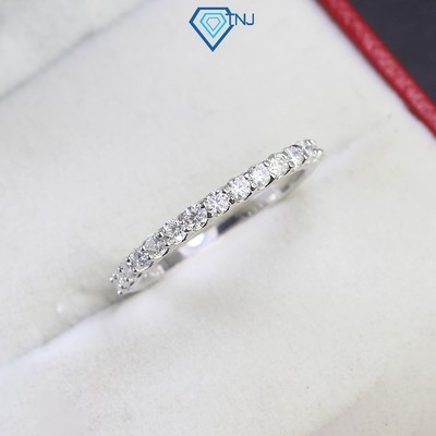 Nhẫn bạc nữ đính full Moissanite 2.0mm xi bạch kim lấp lánh, phong cách tối giản NNM0059 - Trang Sức TNJ