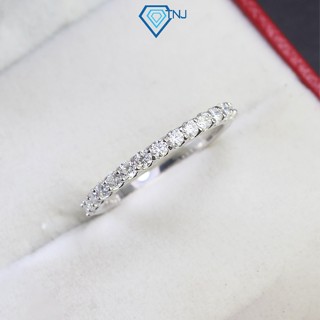 Nhẫn nữ kim cương full Moissanite 2.0mm xi bạch kim lấp lánh, phong cách tối giản NNM0059 - Trang Sức TNJ