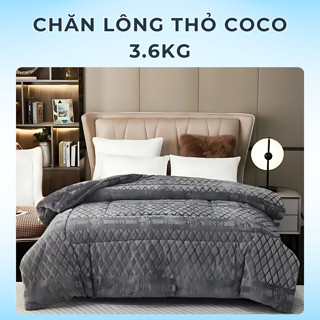   HÀNG LOẠI 1  Chăn lông thỏ COCO Cao Cấp 2mx2m3 Siêu Ấm Không Rụng Lông Chăn Mùa Đông Sang Trọng 