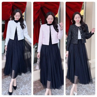 Áo khoác dạ Tweed đính kim sa mã 4263