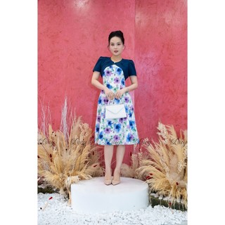 Đầm xoè Shima 8231 lụa mango phối áo rời váy Lucy