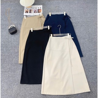 Chân váy dáng A dài tà chéo buộc dây nơ nhỏ mã 4645