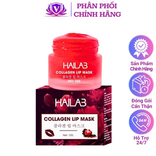 Dưỡng Mội Lựu Đỏ Collagen Lip Mask Hailab 10gr Son Chính Hãng Không Chì Thuần Chay Dưỡng Môi Sau Phun Săm Cho Nữ Bà Bầu
