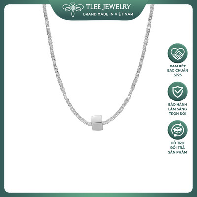 Dây chuyền bạc nữ TLEE, vòng cổ hạt bạc vụn mix mặt hộp khối trơn cá tính TLEE JEWELRY D0358