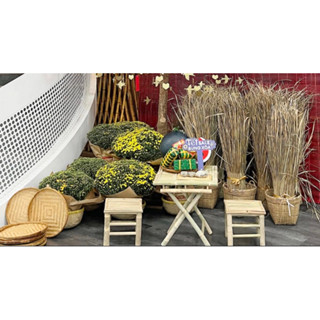BÀN GHẾ TRE DECOR TẾT (bàn 50*50 ,ghế đôn 30*30)