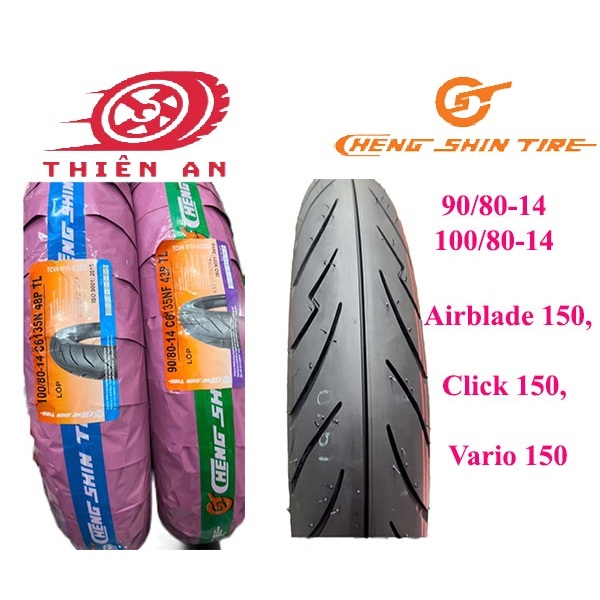 Lốp xe 90/80-14+100/80-14 cho Vario 150,AirBlade 150,Click 150.Chính hãng Chengshin. Có hỏa tốc