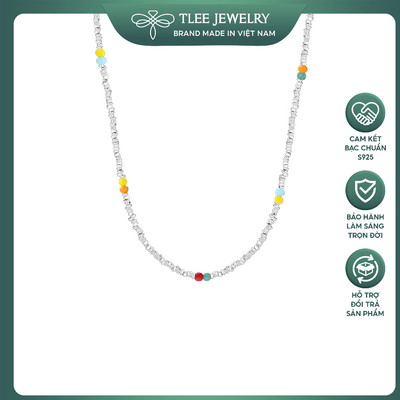 Dây chuyền bạc nữ TLEE hạt bạc vỡ mix hạt màu sắc xinh xắn TLEE JEWELRY D0300