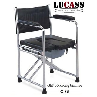 Ghế bô vệ sinh người già, bà bầu có đệm giả da chống thấm lucass g36 - khung chrome - gấp gọn