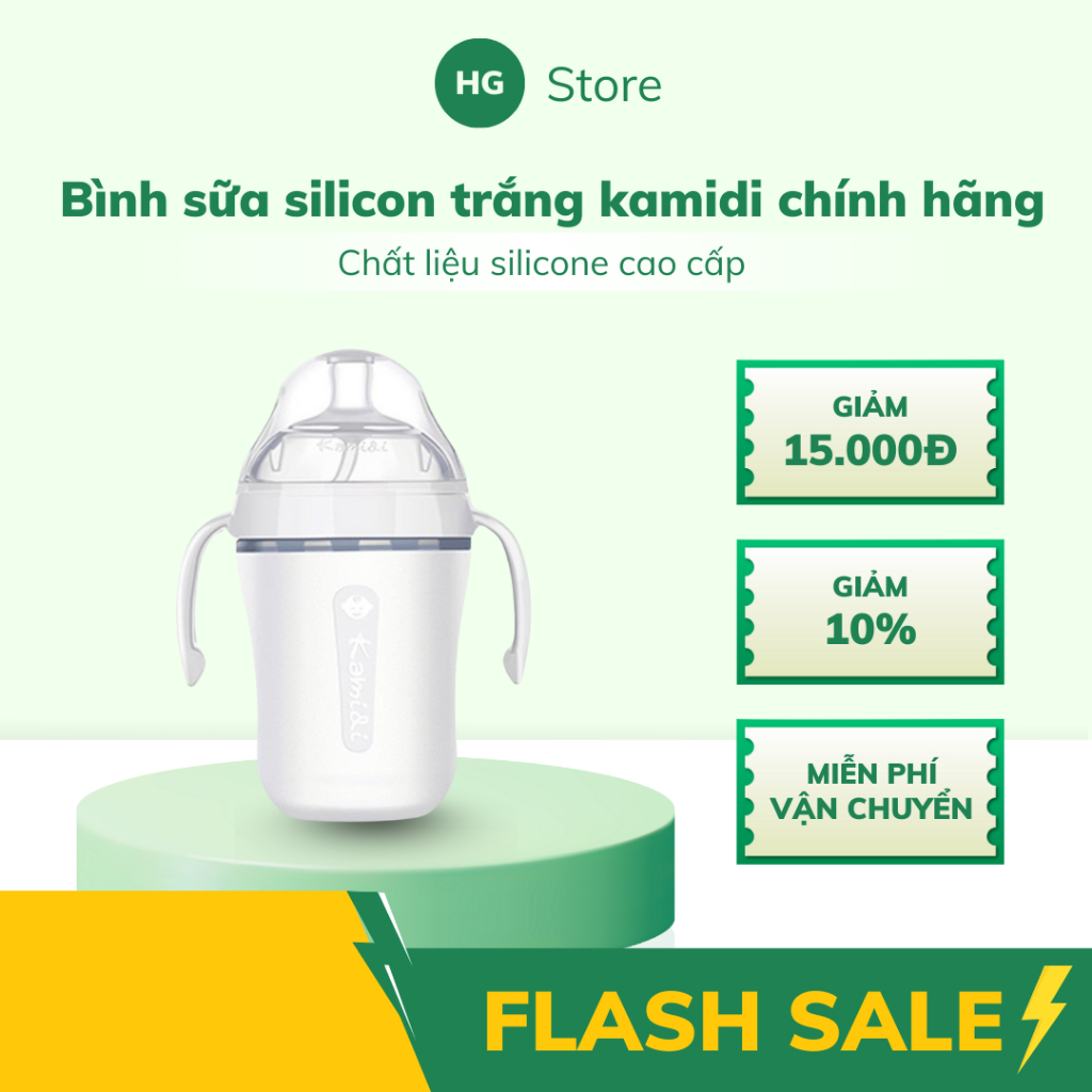 Bình sữa silicon trắng kamidi chính hãng - Chất liệu silicone cao cấp