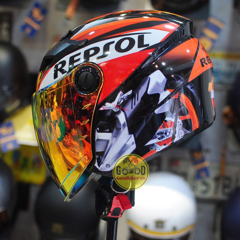 Mũ bảo hiểm 3/4 2 Kính ROYAL M268 tem REPSOL