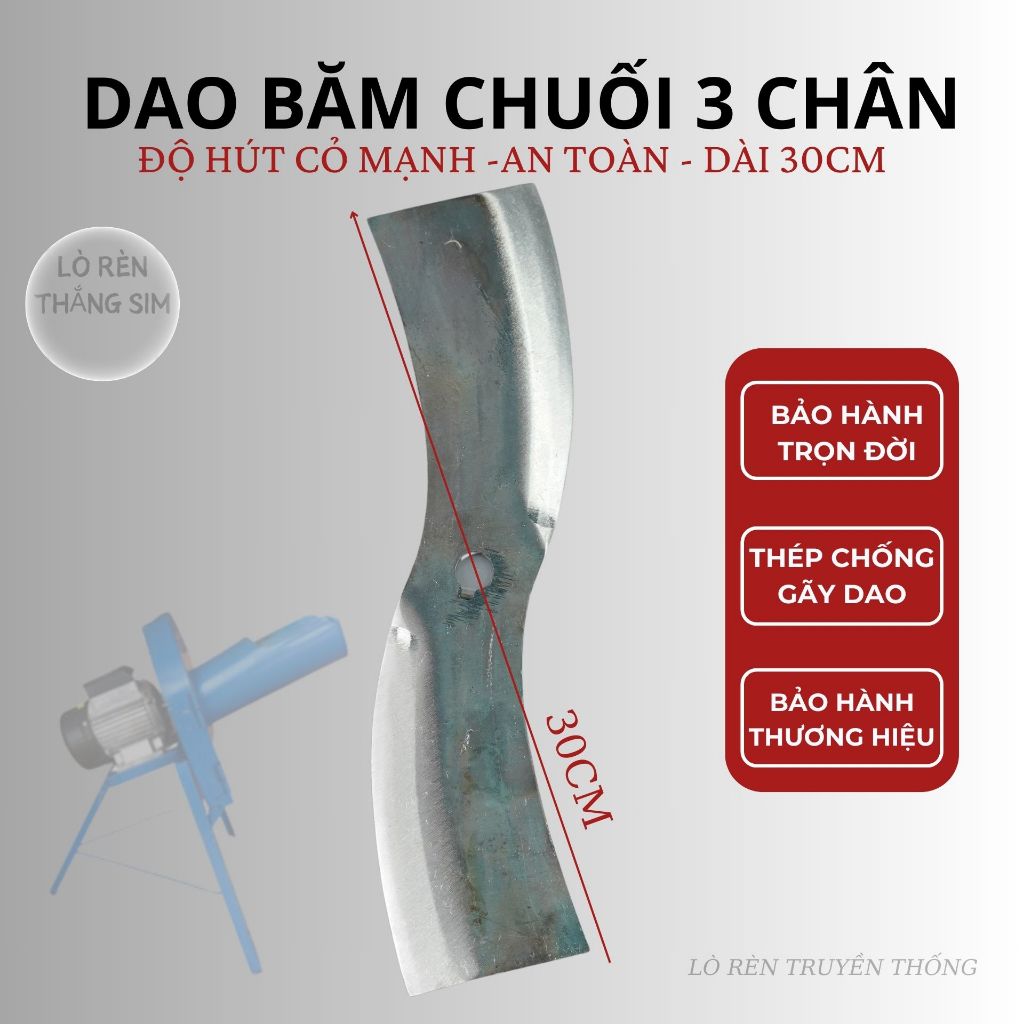 Lưỡi Dao Máy Thái Chuối 3 Chân Dài 30cm