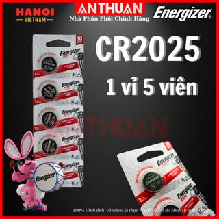 Pin Cúc Áo Energizer Lithium CR2025 TS1x5 - Vỉ 5 Viên Pin 3V lắp cho điều khiển, smartkey, máy tính.