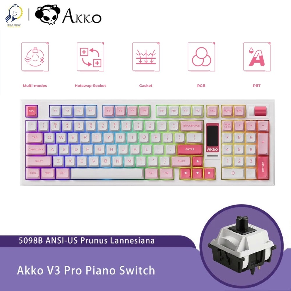 Bàn phím cơ AKKO 5098B Prunus Lannesiana (RGB / Hotswap / Akko V3 Piano Pro) - Hàng chính hãng