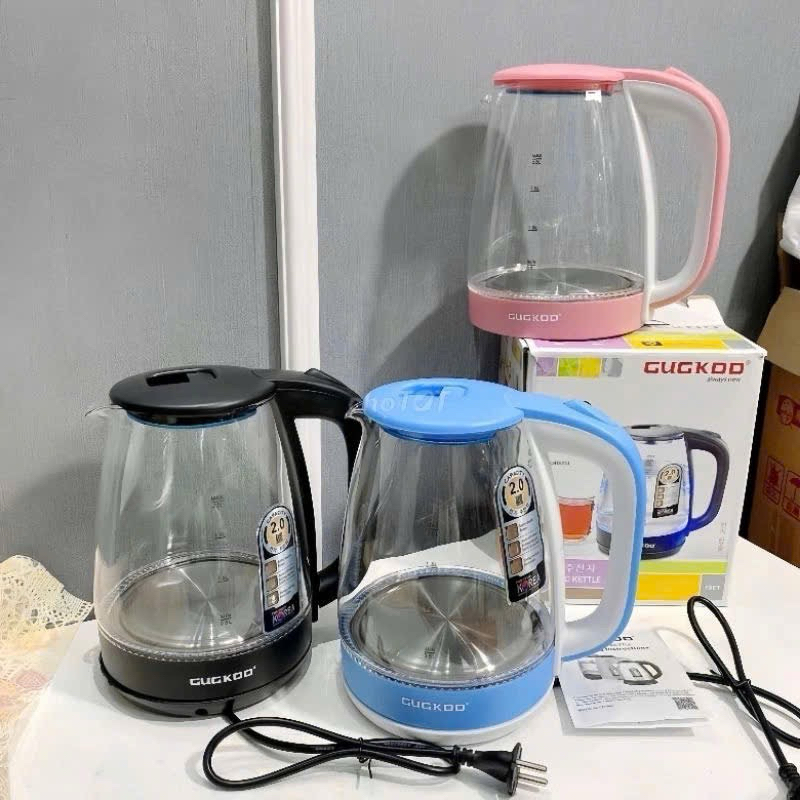 Ấm siêu tốc thủy tinh 2.0 L cao cấp công suất 1300w bình siêu tốc trong suốt cường lực đèn led tự ngắt khi sôi