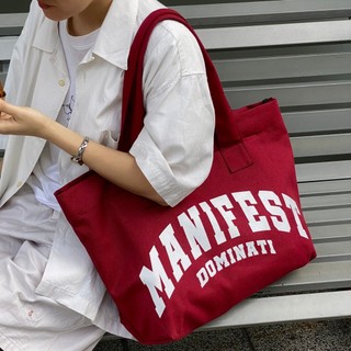  Túi Tote Có Dây Kéo Vải Bố Canvas Màu Đỏ DOMINATI – Dominati MANIFEST Red Tote Bag 