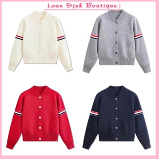 Áo khoác bomber nữ nỉ 2 da chạy sọc dây đỏ đen xám kem xanh than áo nữ thu đông dài tay Loan Định Boutique LD037