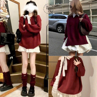  Set Đồ Đi Chơi Noel Chơi Tết - Áo Len Đỏ Đính Nơ Mix Chân Váy Xòe Nhẹ Nhàng Xinh Mê 