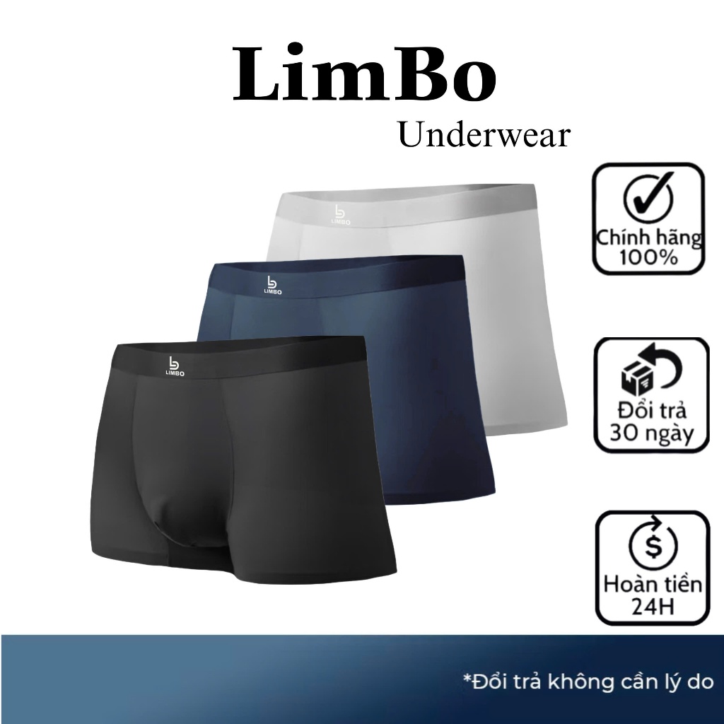 [COMBO 3] Quần Lót Nam Boxer Nam Profit Lụa Băng Cao Cấp - Thông Hơi Thoáng Khí Lót Tổ Ong K1 Limbo