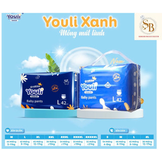 Combo 1bịch tã bỉm Youli xanh mềm minh đủ size từ S dán đến 5xl quần