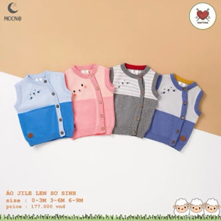 [Moon@] Áo gile len, cotton cho bé sơ sinh 3-8kg thu đông mềm mại ấm áp mẫu mới 2024