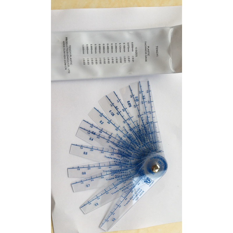 Thước căn lá nhựa 13 lá 0.05-1.0mm , thước đo khe hở bằng nhựa