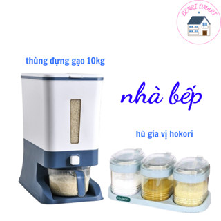 (combo nhà bếp) thùng gạo thông minh gia long, bộ hũ đựng gia vị nhà bếp 2936, thùng đựng gạo gia long 9098