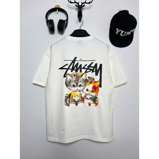 Áo thun STUSSY CAT vải cotton cao cấp form rộng unisex - DT STORE