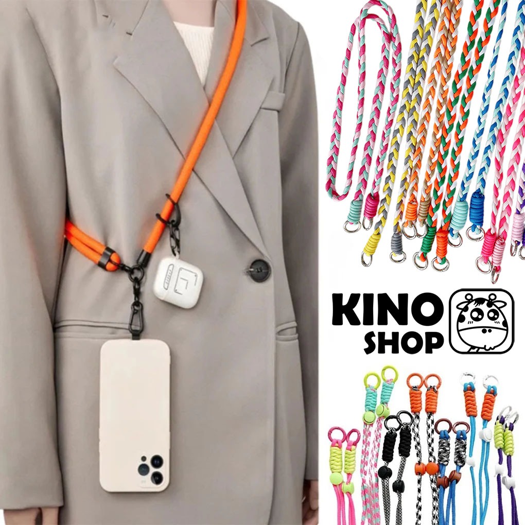 Dây đeo điện thoại dây đeo chéo 2 đầu có thể tháo rời chống đứt dài 125cm 140cm 50cm dây bện nhiều màu sắc