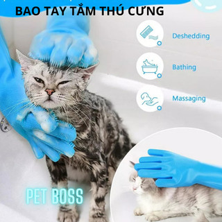 BAO TAY TẮM SILICON CHO THÚ CƯNG, CHẤT LIỆU AN TOÀN DÀY DẶN, PHỤ KIỆN THÚ CƯNG
