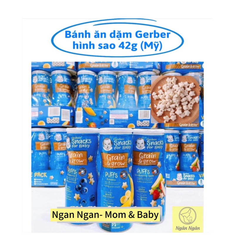 Bánh ăn dặm Gerber sao (Mỹ) cho bé từ 8 tháng (Date T10/2025)