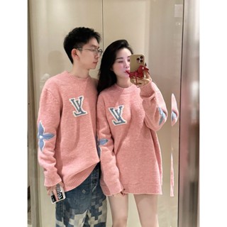 Áo Len LV Nữ Dài Tay Sweater Họa Tiết Xinh Xắn Dễ Thương Dáng Rộng Giấu Quần Trùm Mông QCCC Cao Cấp
