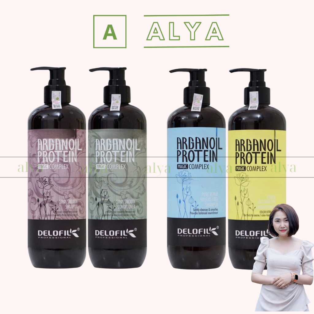 Cặp dầu gội xả Delofil Arganoil Protein 800ml *2 Giảm Gãy Rụng, Phục Hồi Tóc Hư Tổn, Khô Xơ. HÀNG CH