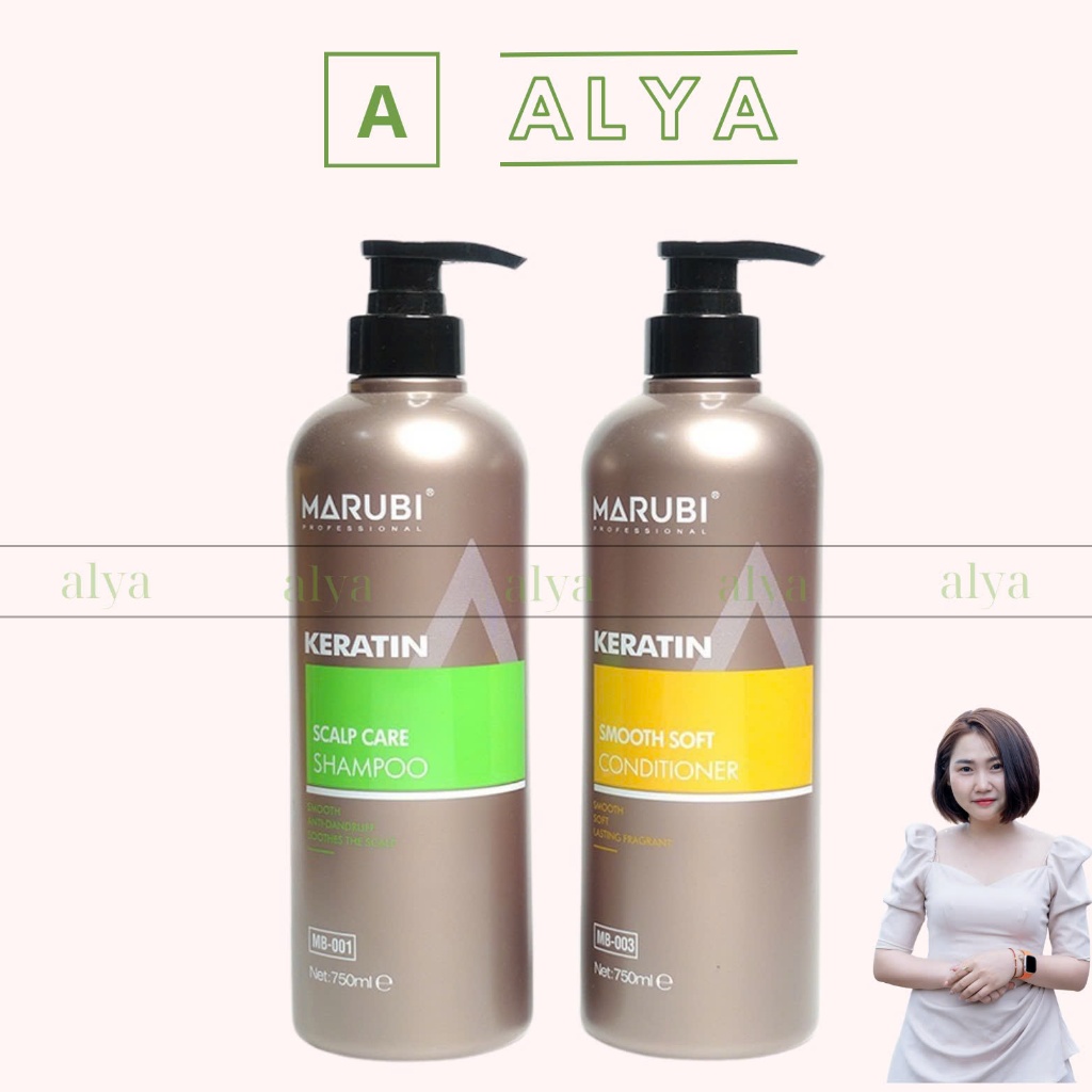 Cặp Dầu Gội Xả Marubi keratin 750ml | Giảm Rụng Tóc, Phục Hồi Tóc Khô Xơ, Hư Tổn | Hàng Chính Hãng A