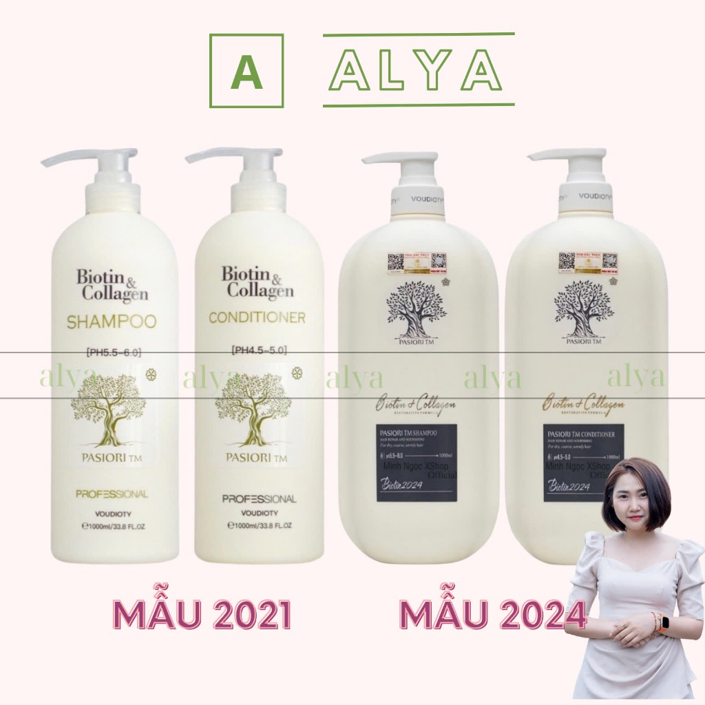 Cặp Dầu Gội Xả Biotin Collagen Voudioty Trắng 500ml-1000ml 2024 | Giảm Rụng Tóc,Phục Hồi Tóc Khô Xơ,