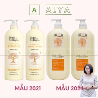 Cặp Dầu Gội Xả Biotin Collagen Voudioty Vàng 500ml-1000ml 2024. Siêu Mềm Mượt Phục Hồi Tóc Khô Xơ Hư Tổn