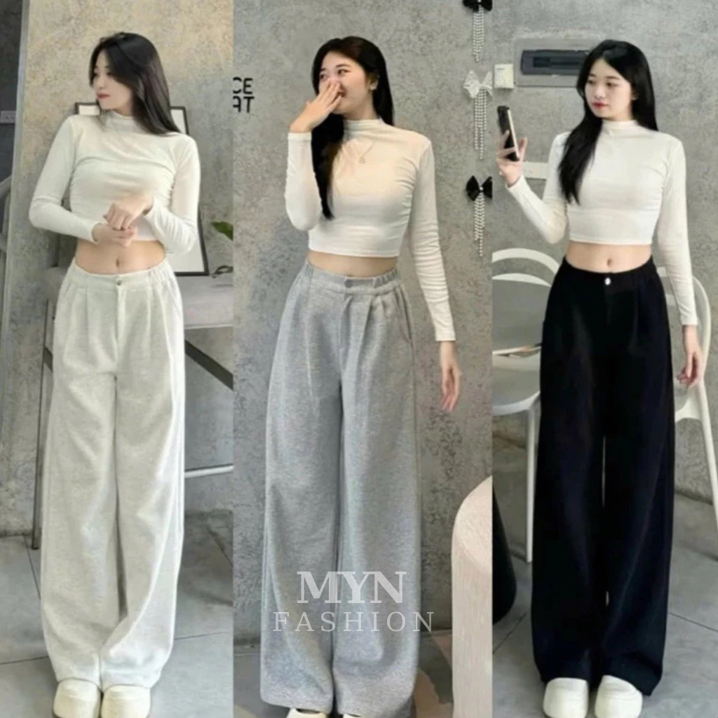 Quần Nỉ Nữ Ống Suông Lưng Cao Chất Nỉ Ép 2 Da Mềm Mịn, Quần Nỉ Ống Rộng Cạp Cao Vải Dày Dặn Loại 1 [MYN101]