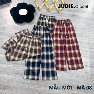 Quần Suông Ống Rộng Nữ Kẻ Caro Chất Dạ umi cao cấp,Quần Ống Suông Nữ Mùa Đông Hàng QCCC JUDIE.Closet