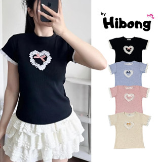 Áo Thun Coquette TAY NGẮN REN HÌNH TIM Thêu Nơ DÁNG DÀI Nữ BM243 , Áo Thun Babytee Nữ Chất Thun nhung cotton- HIBONG
