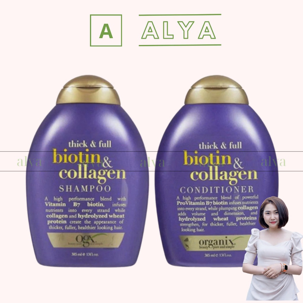 Cặp Dầu Gội Xả Biotin Collagen OGX Thick & Full Nuôi Dưỡng và Kích Thích Mọc Tóc