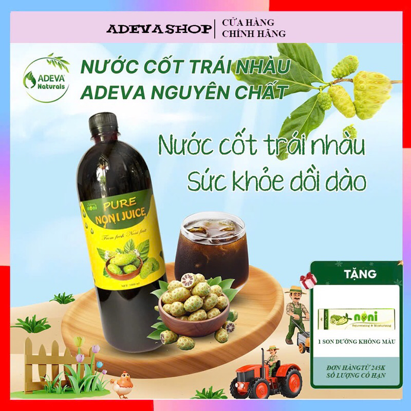 Nước Cốt Trái Nhàu Nguyên Chất Noni Juice Adeva Noni Lên Men Tự Nhiên Hỗ Trợ Tăng Sức Đề Kháng