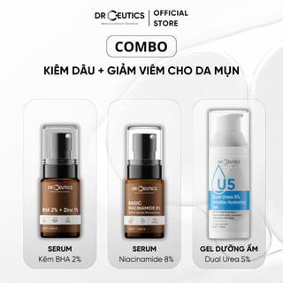  Bộ Chăm Sóc Da Dầu Mụn Viêm -BHA 2% + Zinc PCA 1%  30g  + Niacinamide 8%  30g  + Gel Dưỡng Ẩm Dual Urea 5%  50g  