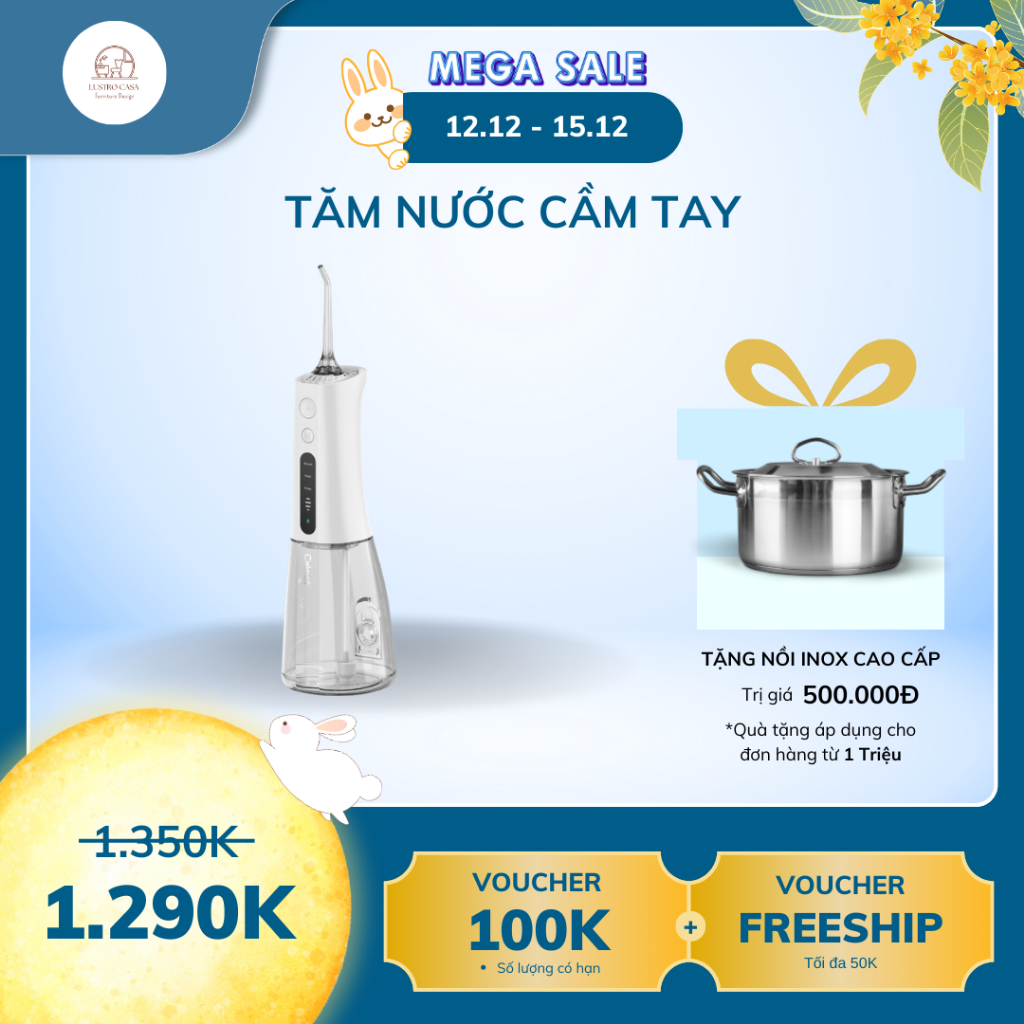 Tăm nước cầm tay CRENOT SMILE S1 chống nước động cơ Mabuchi Nhật Bản công nghệ GravityBall độc quyền