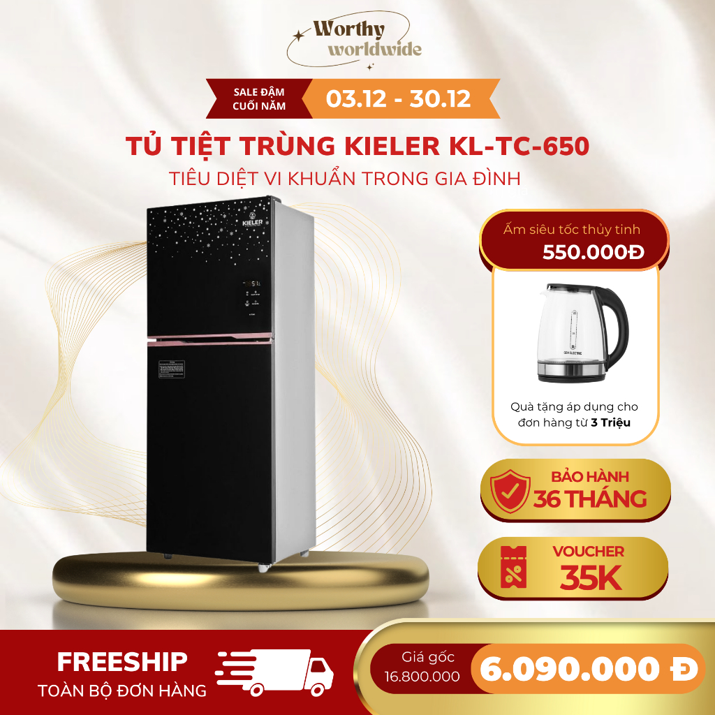 Tủ tiệt trùng đứng cảm ứng Kieler KL-TC-650, Hàng chính hãng, Bảo hành 3 năm