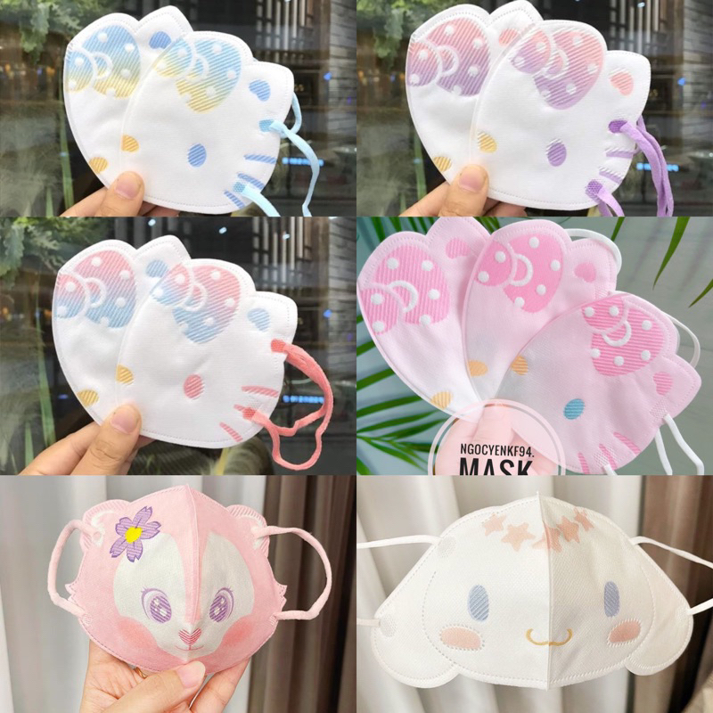 [Combo 50 Cái] Khẩu Trang 3D In Hình Mặt Cho Bé Gái Dễ Thương Có 2 Size Cho Bé Từ (0-2 Tuổi) và (4-8