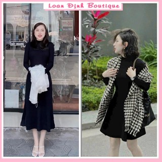 Váy len ngắn cổ lọ dáng xòe dài tay đầm giữ nhiệt nữ thu đông Loan Định Boutique LD323