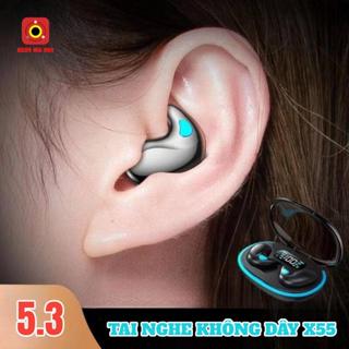 Tai Nghe Bluetooth 5.3 Nhét Tai X55 Mẫu Mới Mỏng Nhẹ Nằm Ngủ, Micro Tích Hợp, Hàng Nhập Khẩu Cao Cấp