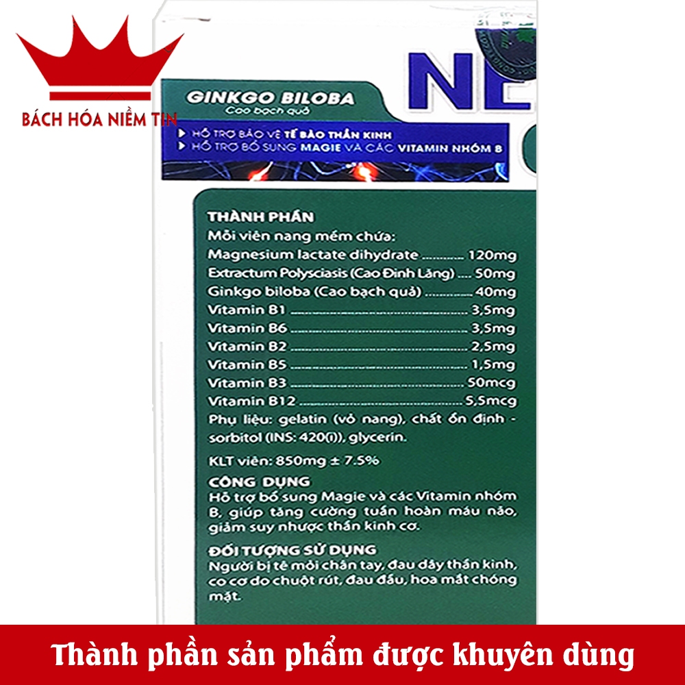 Viên uống bổ thần kinh Newro Gold bổ sung vitamin B, magie tăng tuần hoàn, giảm suy nhược thần kinh cơ