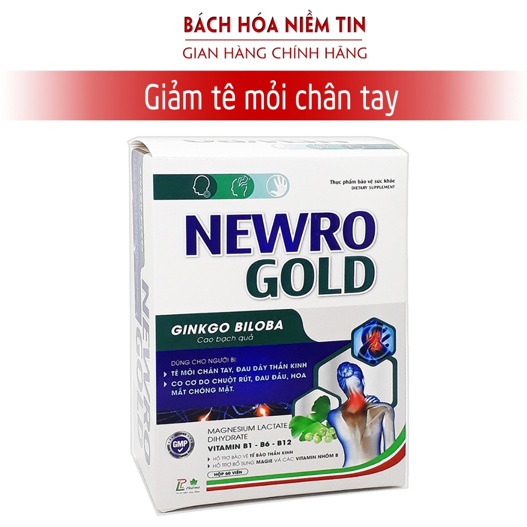 Viên uống bổ thần kinh Newro Gold bổ sung vitamin B, magie tăng tuần hoàn, giảm suy nhược thần kinh cơ