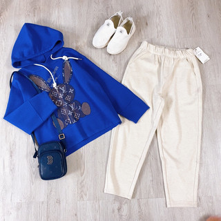 Áo len hoodie thỏ xanh